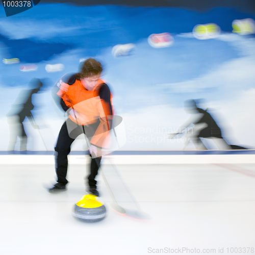 Image of Curling brooming
