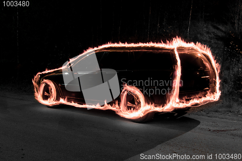 Image of Flaming car