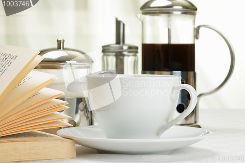 Image of Coffee set and book