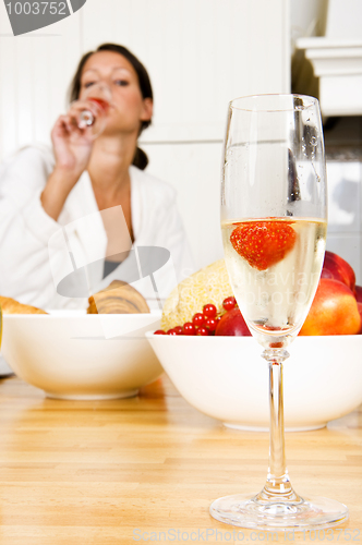 Image of Champagne glass with strawberry