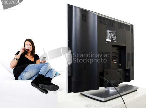 Image of Woman watching TV