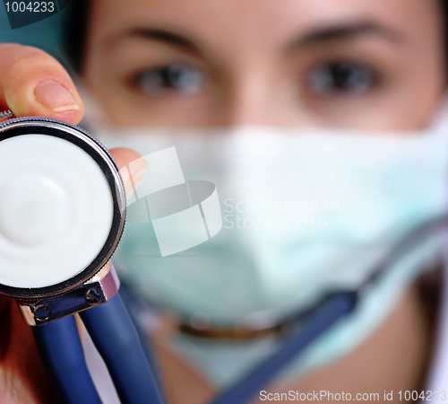 Image of Portrait of a young doctor with stethoscope.