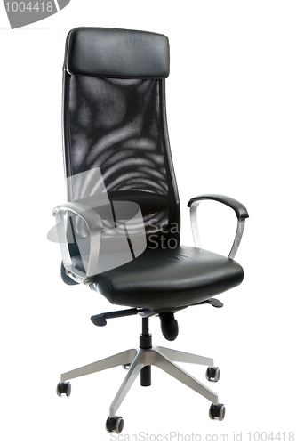 Image of Black leather easy chair