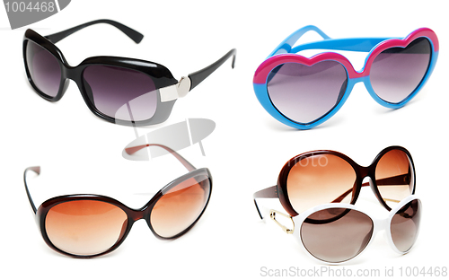 Image of Collage sunglasses on white background