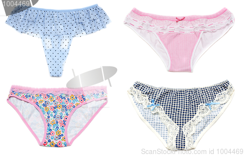 Image of Collage feminine panties with pattern on white background