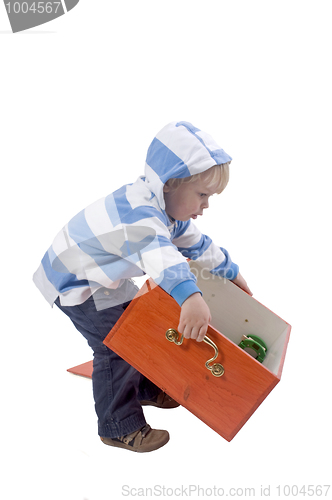 Image of Boy lifting box