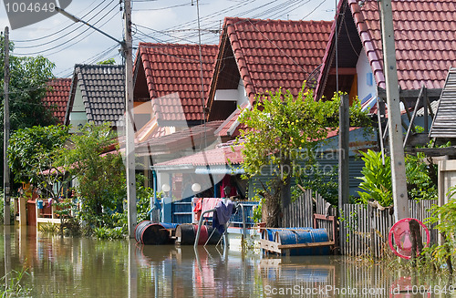 Image of Flooded village road in Thailand