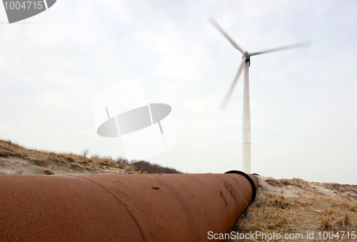 Image of Wind Turbine and pipeline