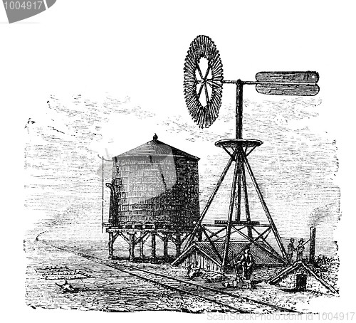 Image of Water tank and windmill
