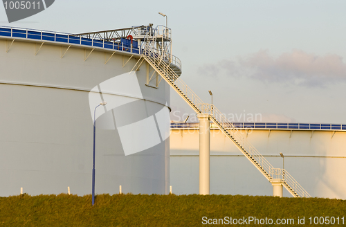 Image of Oil tanks in the evening light