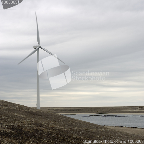 Image of Wind turbine on an artificial dyke