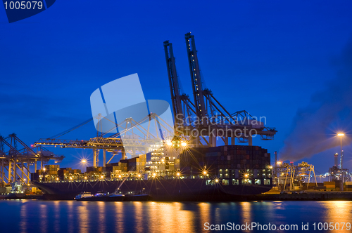 Image of Container terminal at night