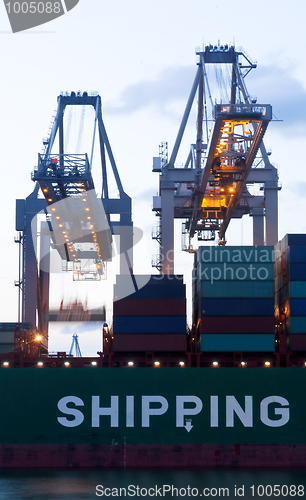 Image of Loading of a sea-going cargo ship