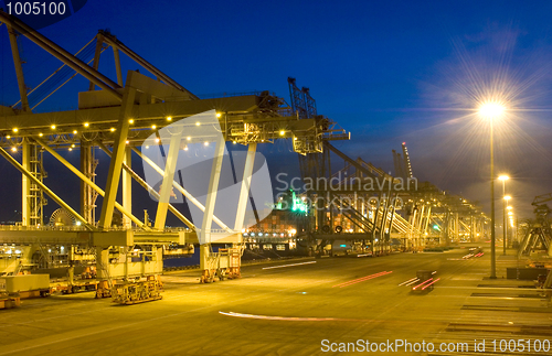 Image of Fully automated container terminal at night