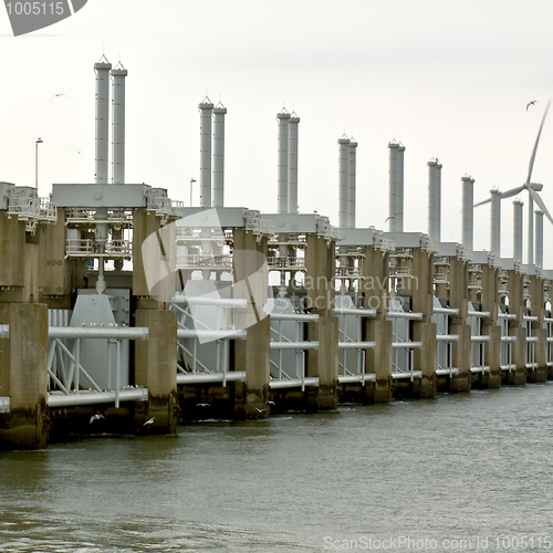 Image of Seagulls around the Oosterschelde Storm Barrier