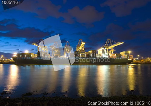 Image of Unloading of a container ship