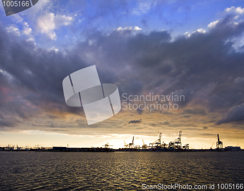 Image of Sunset over harbor