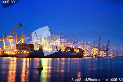 Image of Container terminal at night
