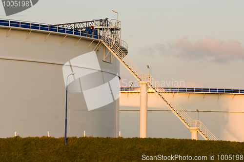 Image of Oil tanks in the evening light