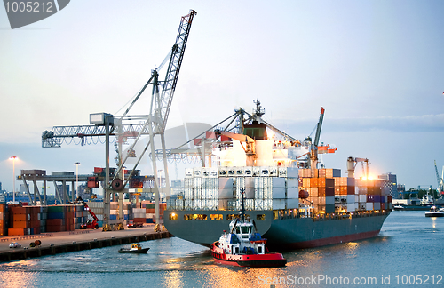 Image of Manouvering container ship