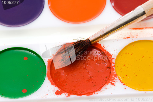 Image of Paints and a brush