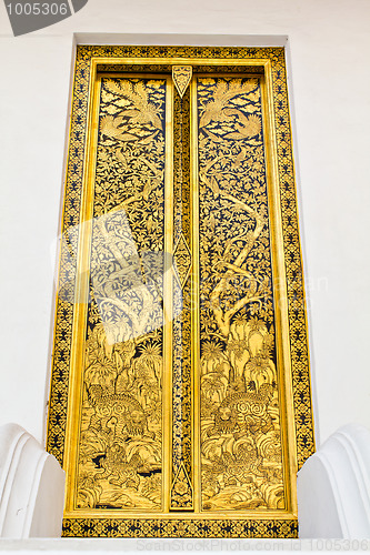 Image of Traditional Thai style  painting on door in temple