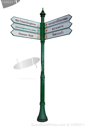 Image of tourist guidepost isolated on white background