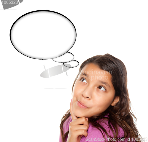 Image of Hispanic Teen Aged Girl with Blank Thought Bubble