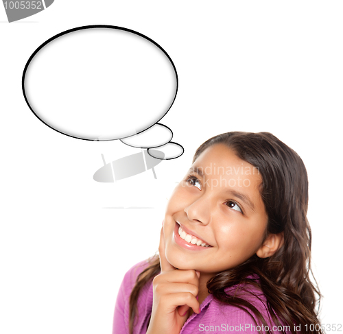 Image of Hispanic Teen Aged Girl with Blank Thought Bubble