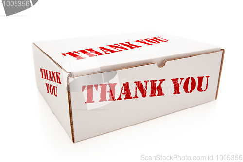 Image of White Box with Thank You on Sides Isolated