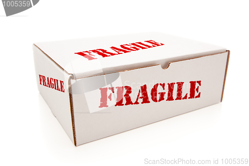 Image of White Box with Fragile on Sides Isolated