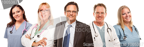 Image of Businessman with Doctors and Nurses Behind