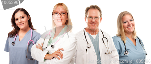 Image of Set of Smiling Male and Female Doctors or Nurses