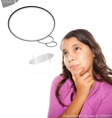 Image of Hispanic Teen Aged Girl with Blank Thought Bubble