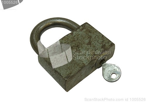 Image of Old padlock with key