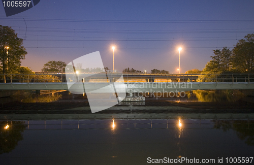 Image of Railway bridge at night