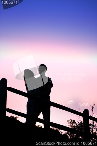 Image of Kissing Couple Silhouette