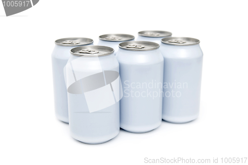 Image of Six pack beverage cans high key