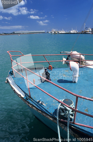 Image of Rusty prow of a boat Port Louis harbour Mauritius Island