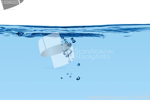 Image of Blue water line with air bubbles