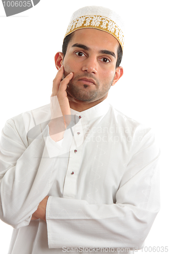 Image of Arab man thinking