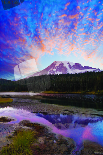 Image of Mount Rainier and Reflection Lake