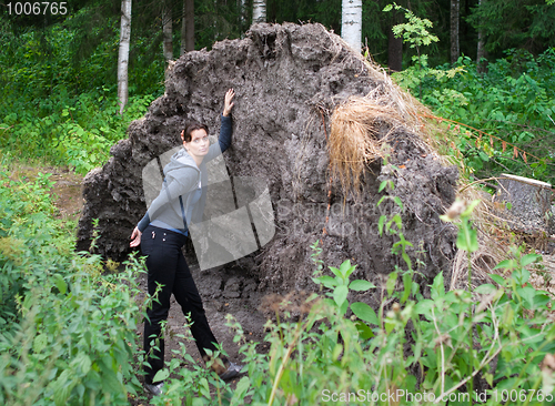 Image of Young Woman On Nature.