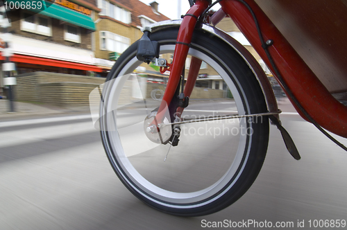 Image of Spinning bicycle wheel