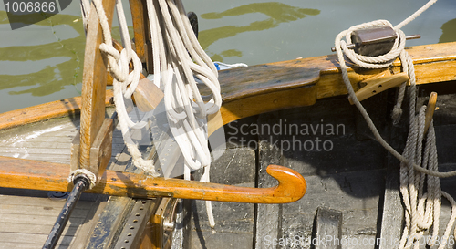 Image of Details of an old Dutch sailing boat