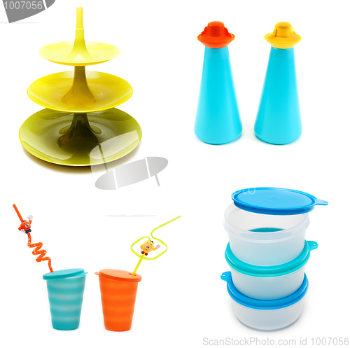 Image of Collage from plastic dishes