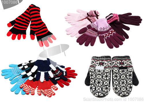 Image of Collage from knitted mittens and gloves
