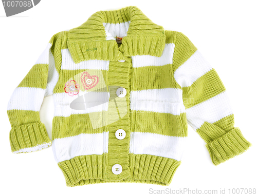 Image of Baby sweater striped with green strip