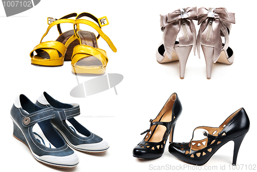Image of Collage from four pairs feminine loafers