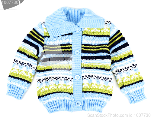 Image of Baby sweater striped with blue strip